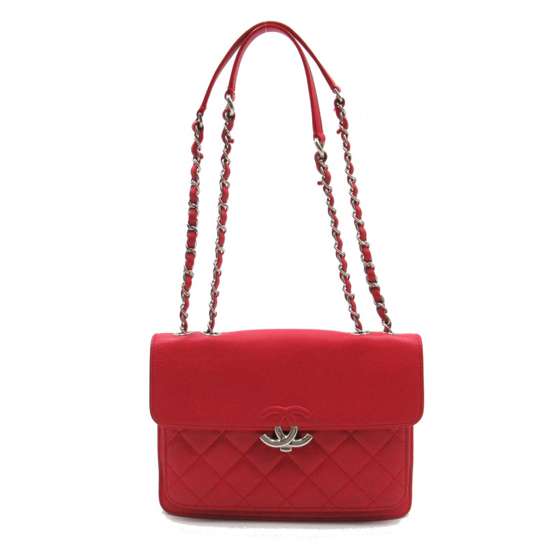 CC Quilted Leather Chain Flap Bag