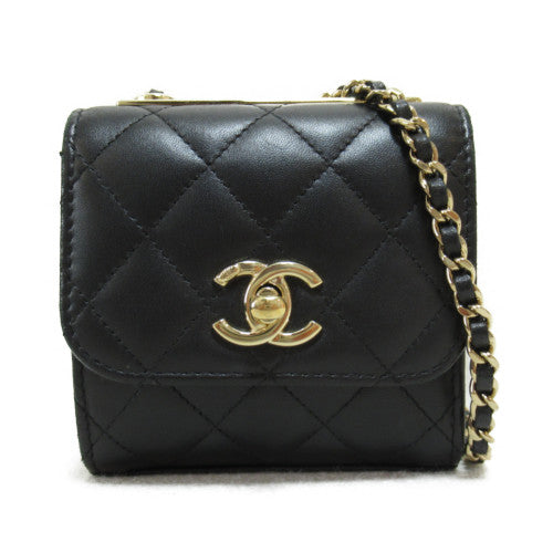 CC Quilted Leather Mini Trendy Chain Wallet