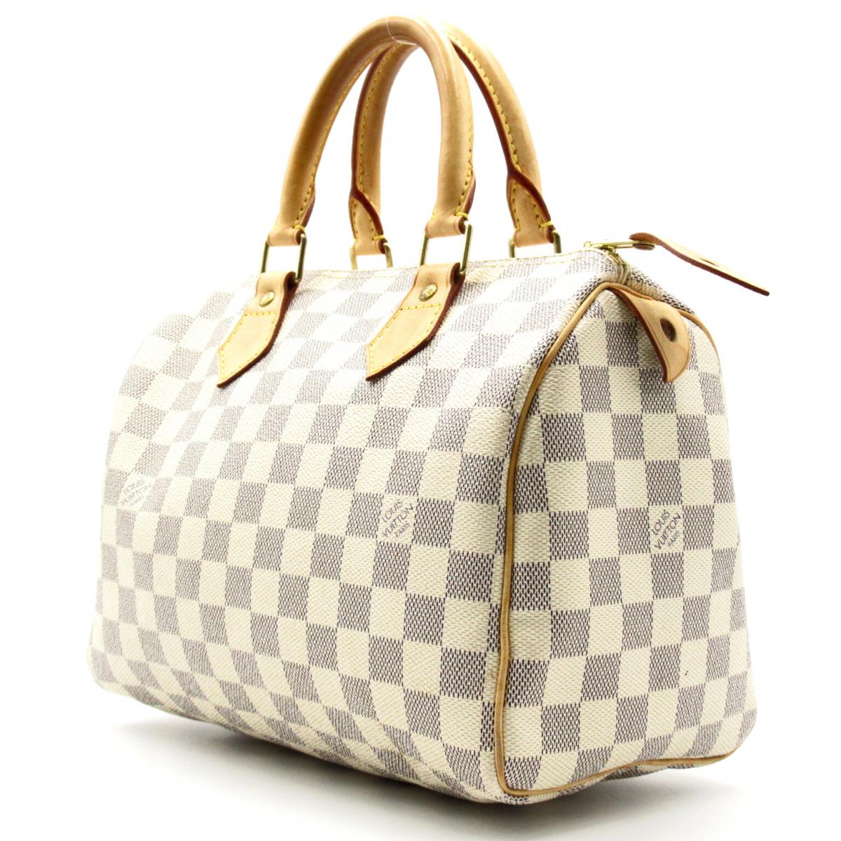 Louis Vuitton SPEEDY 25 Handbag White Damier Azur Canvas Bag N41534 - GOOD