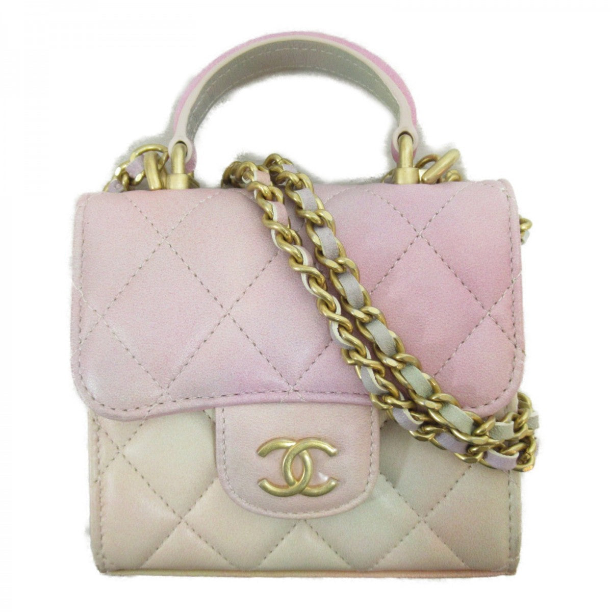 CC Quilted Leather Top Handle Mini Flap Bag AP2682