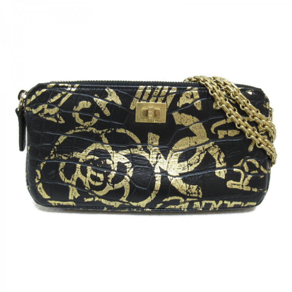 Reissue Croc Embossed Leather Clutch with Chain