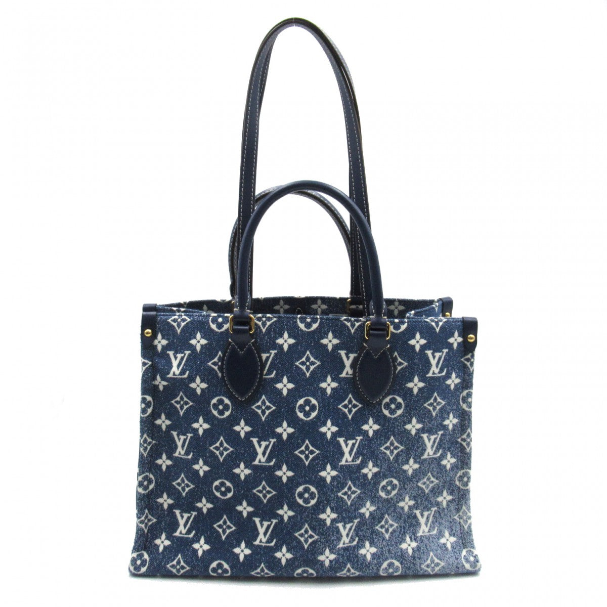 Louis Vuitton ONTHEGO MM Tote Shoulder Bag M59608 Denim Blue Monogram Woman  New