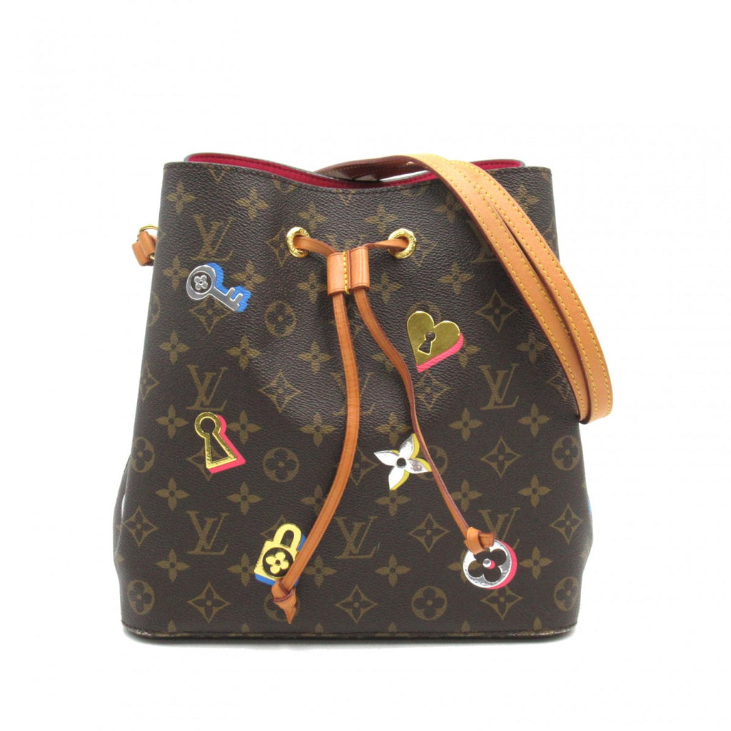 Louis Vuitton Love Lock NeoNoe Monogram Canvas Shoulder Bag Brown