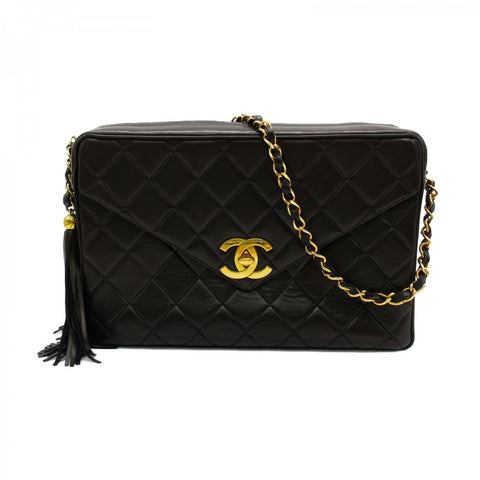 CC Quilted Leather Chain Flap Bag