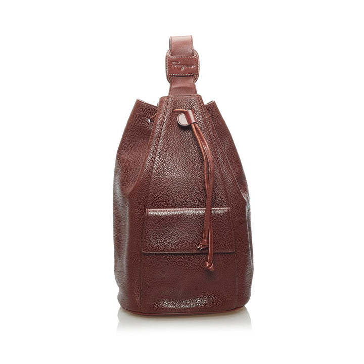 Drawstring Leather Crossbody Bag DF-21 5692