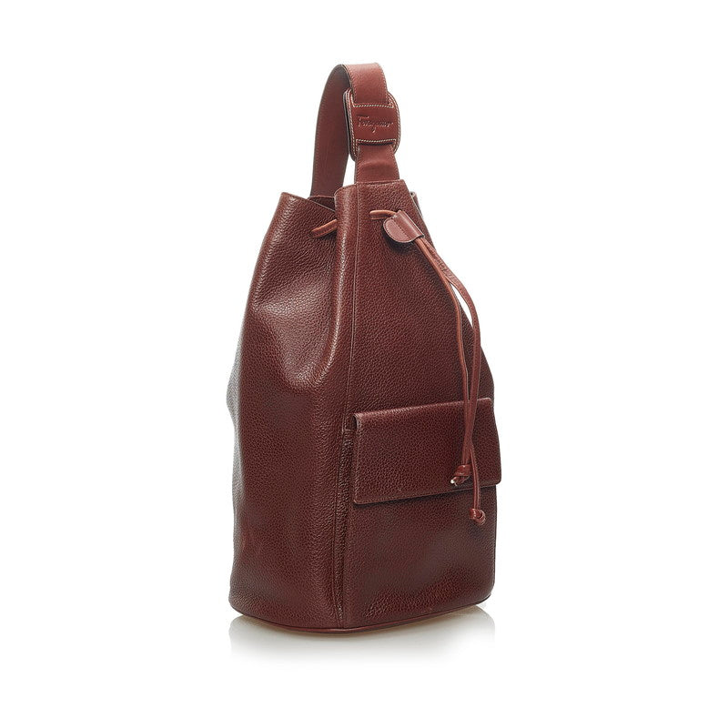 Drawstring Leather Crossbody Bag DF-21 5692