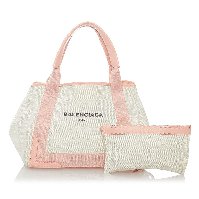 BALENCIAGA Cabas M leather-trimmed canvas tote