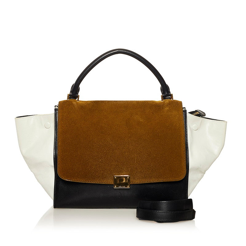 Leather & Suede Trapeze Handbag