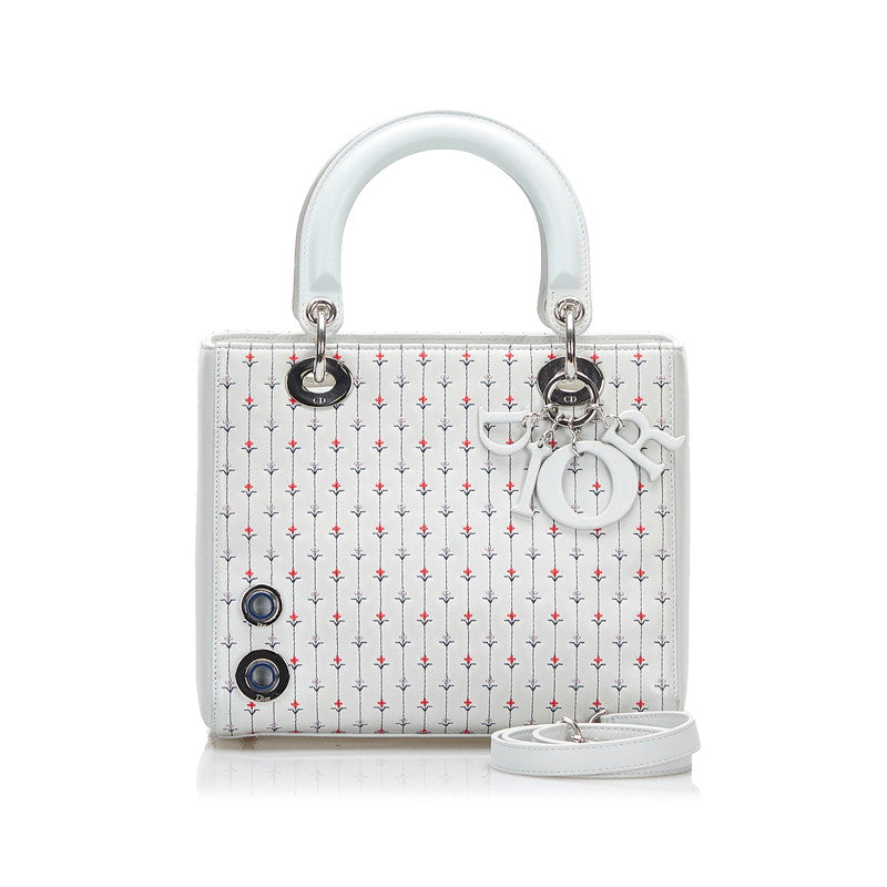 Medium Embroidered Flower Leather Lady Dior