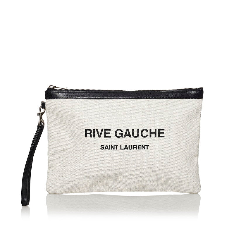 Rive Gauche Canvas Clutch Bag