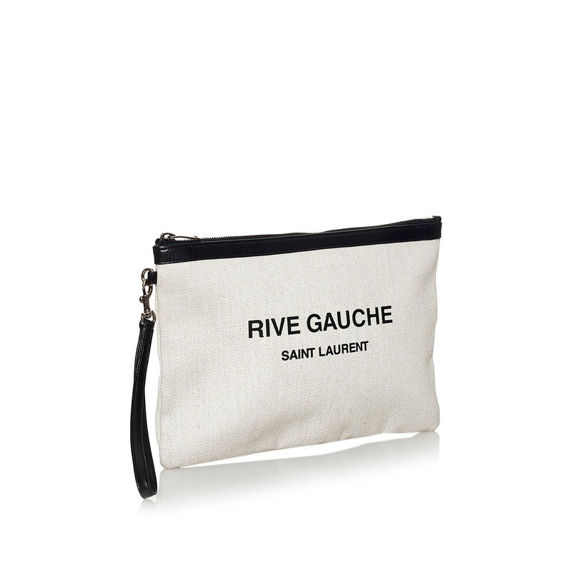 Rive Gauche Canvas Clutch Bag