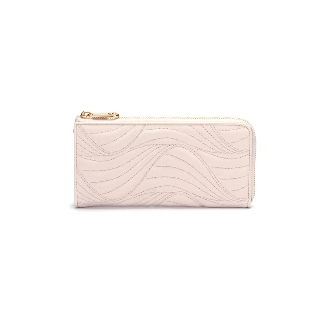 Wave Quilted Leather Long Wallet