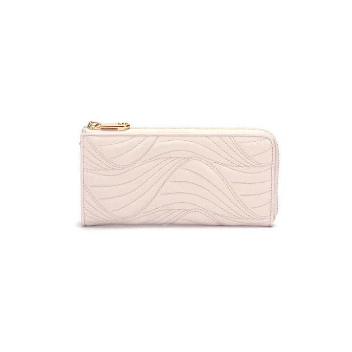 Wave Quilted Leather Long Wallet