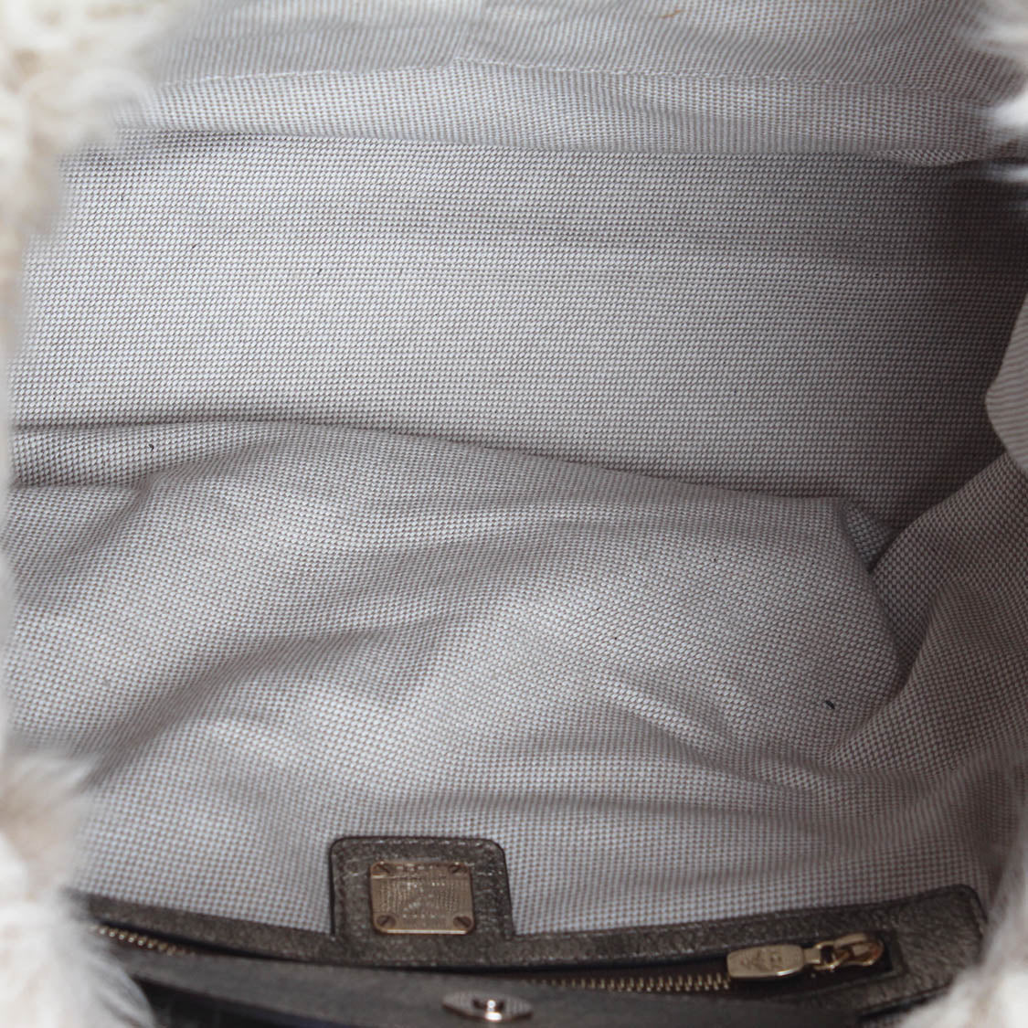 Embossed Leather Faux Fur Shoulder Bag