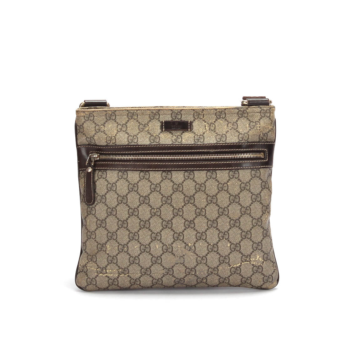 Gucci GG Supreme Flat Messenger Bag Canvas Crossbody Bag 295257 in Fair condition