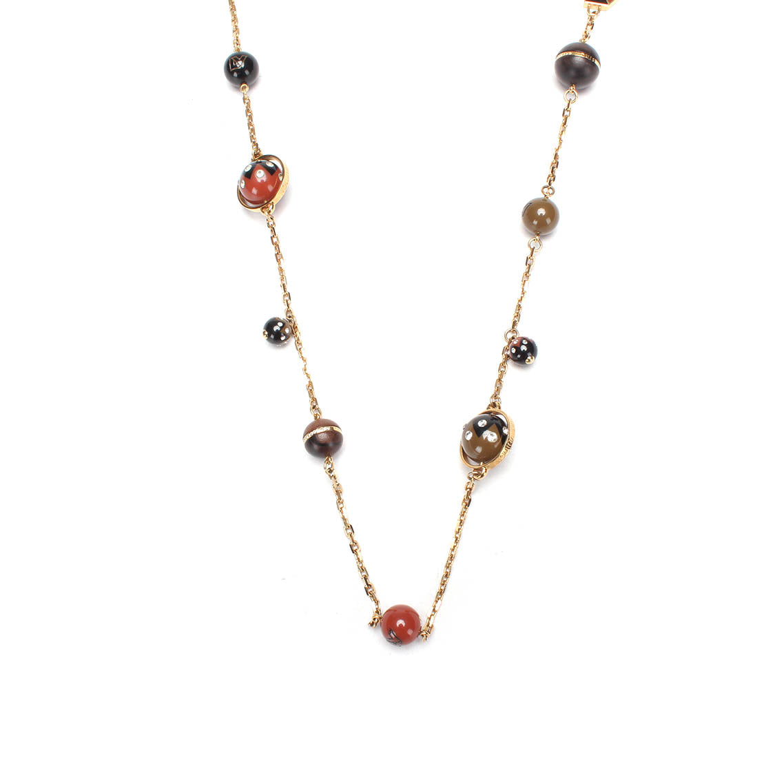 Crystal, Resin, & Wood LV Ball Charm Necklace
