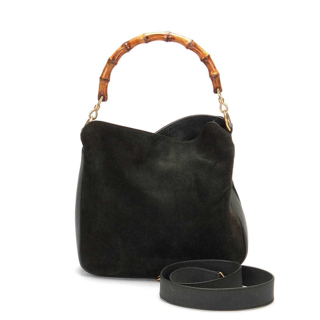 Bamboo Suede Shoulder Bag