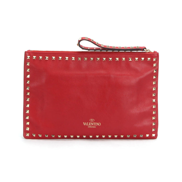 Rockstud Leather Clutch Bag