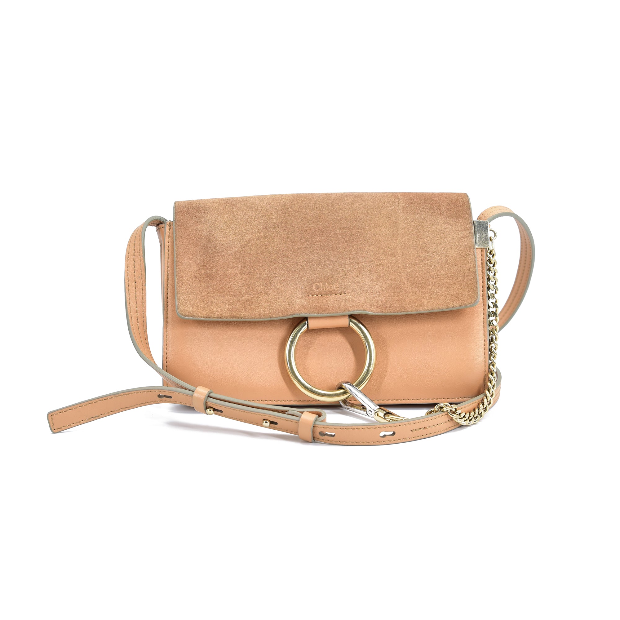 Small Suede & Leather Faye Shoulder Bag