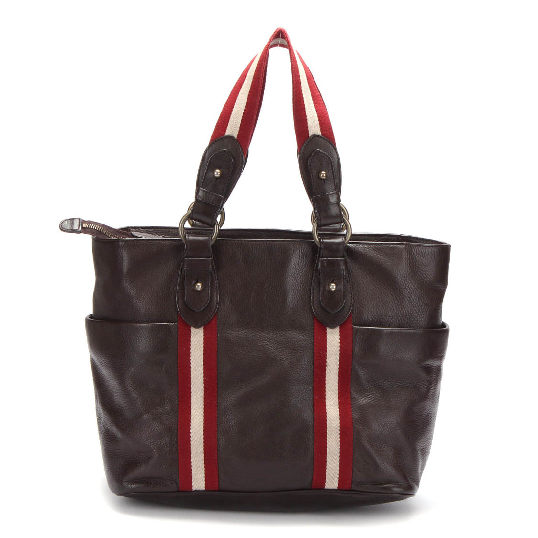 Stripe Detail Leather Handbag