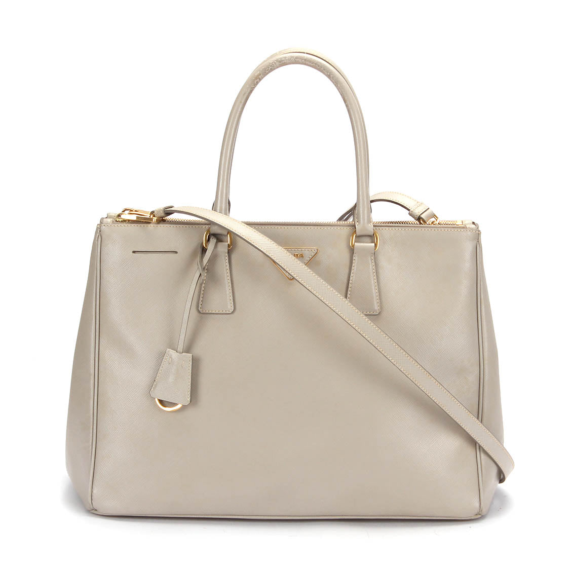 Prada Saffiano Galleria Double Zip Bag Leather Handbag in Bad condition