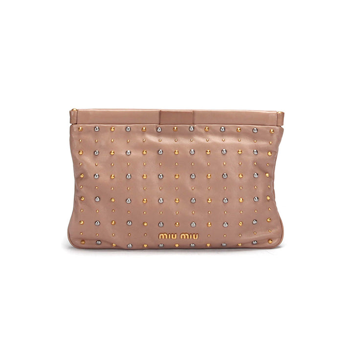 Studded Leather Clutch Bag