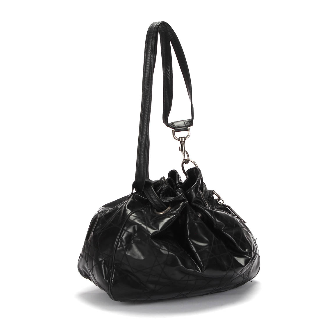 Dior Cannage Drawstring Shoulder Bag Leather Shoulder Bag in Fair condition