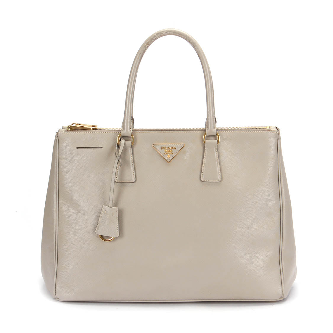 Prada Saffiano Galleria Double Zip Bag Leather Handbag in Bad condition