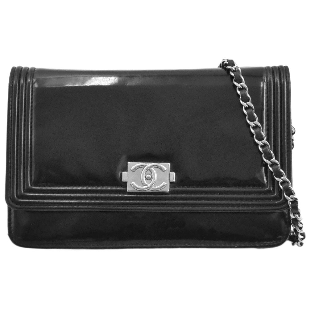 CC Patent Leather Le Boy Wallet on Chain