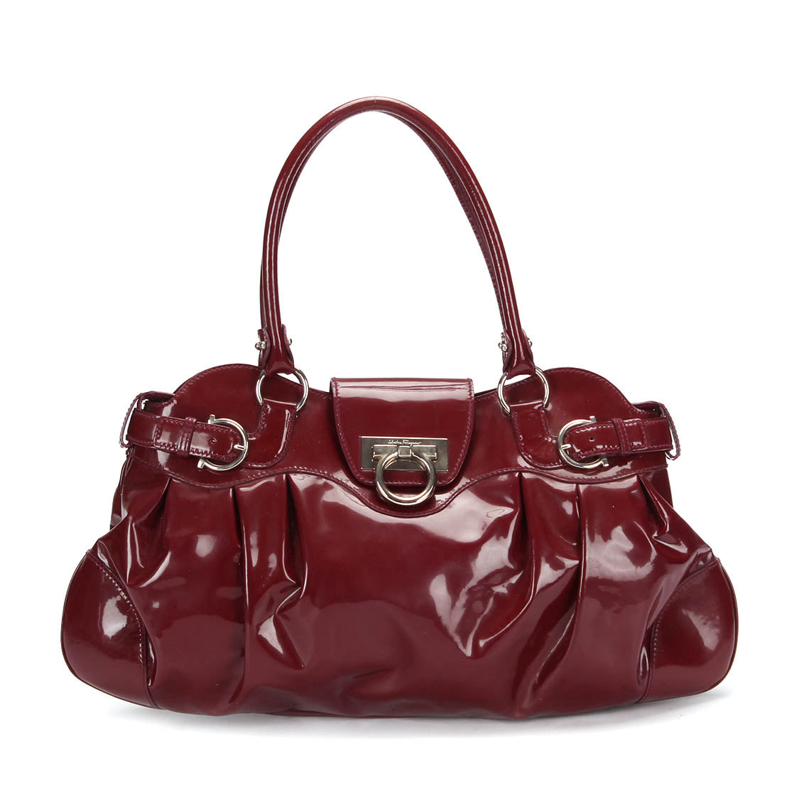 Gancini Patent Leather Handbag