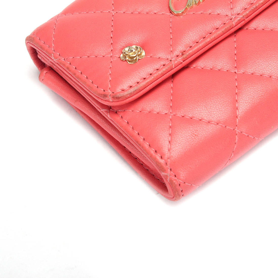 Camellia Leather Small Wallet