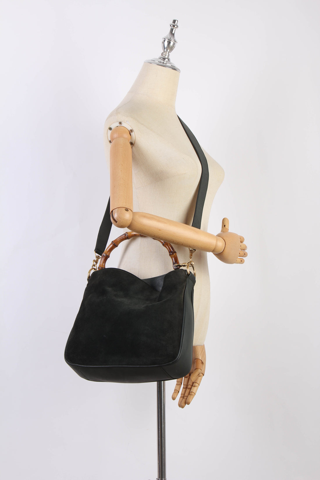 Bamboo Suede Shoulder Bag