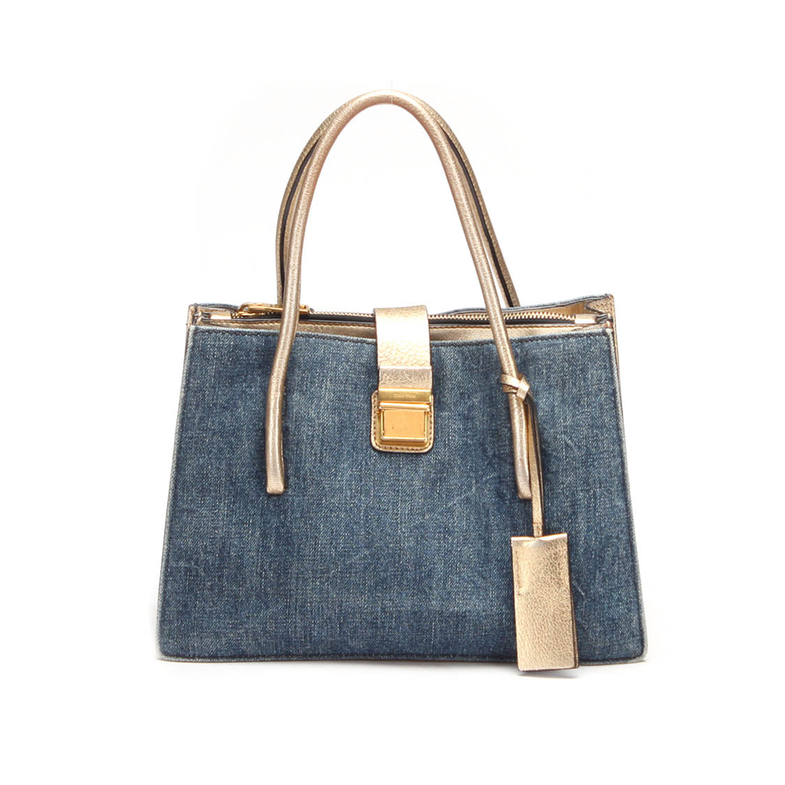 Denim Pushlock Tote Bag