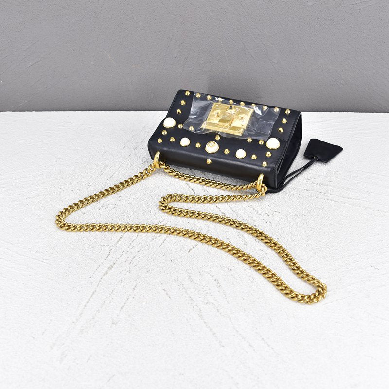 Studded Leather Small Padlock Crossbody Bag 432132