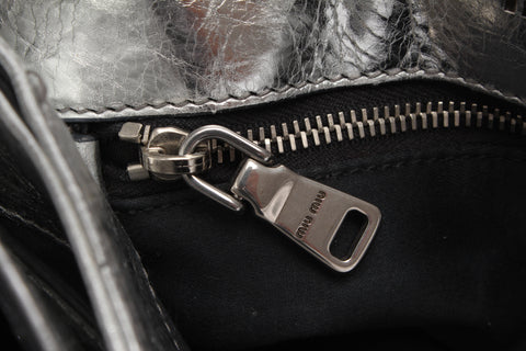 Metallic Leather Chain Shoulder Bag
