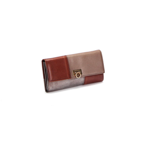 Gancini Leather Long Wallet