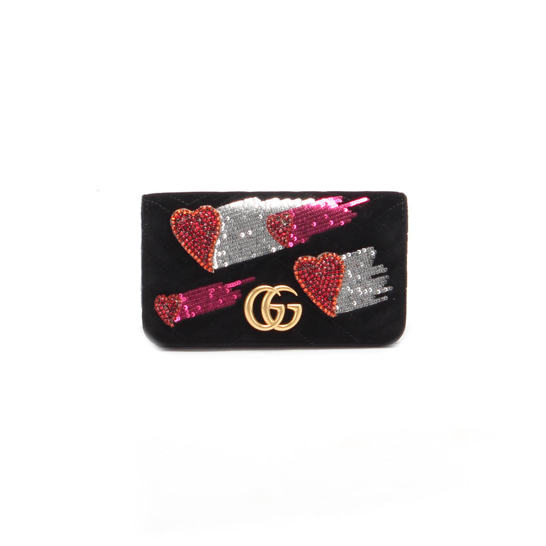 Mini GG Marmont Sequin Heart Velvet Bag 488426