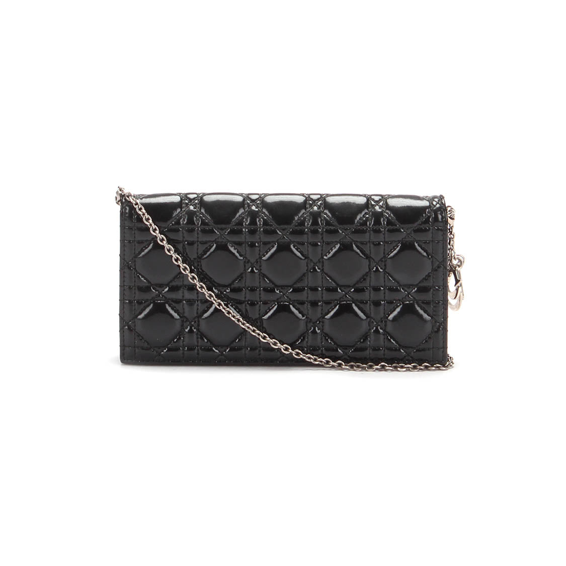 Cannage Patent Leather Wallet on Chain
