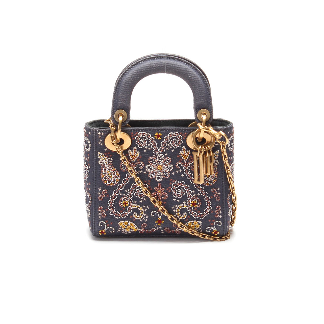 Cruise 2018 Mini Embroidered Denim Lady Dior Bag with Chain