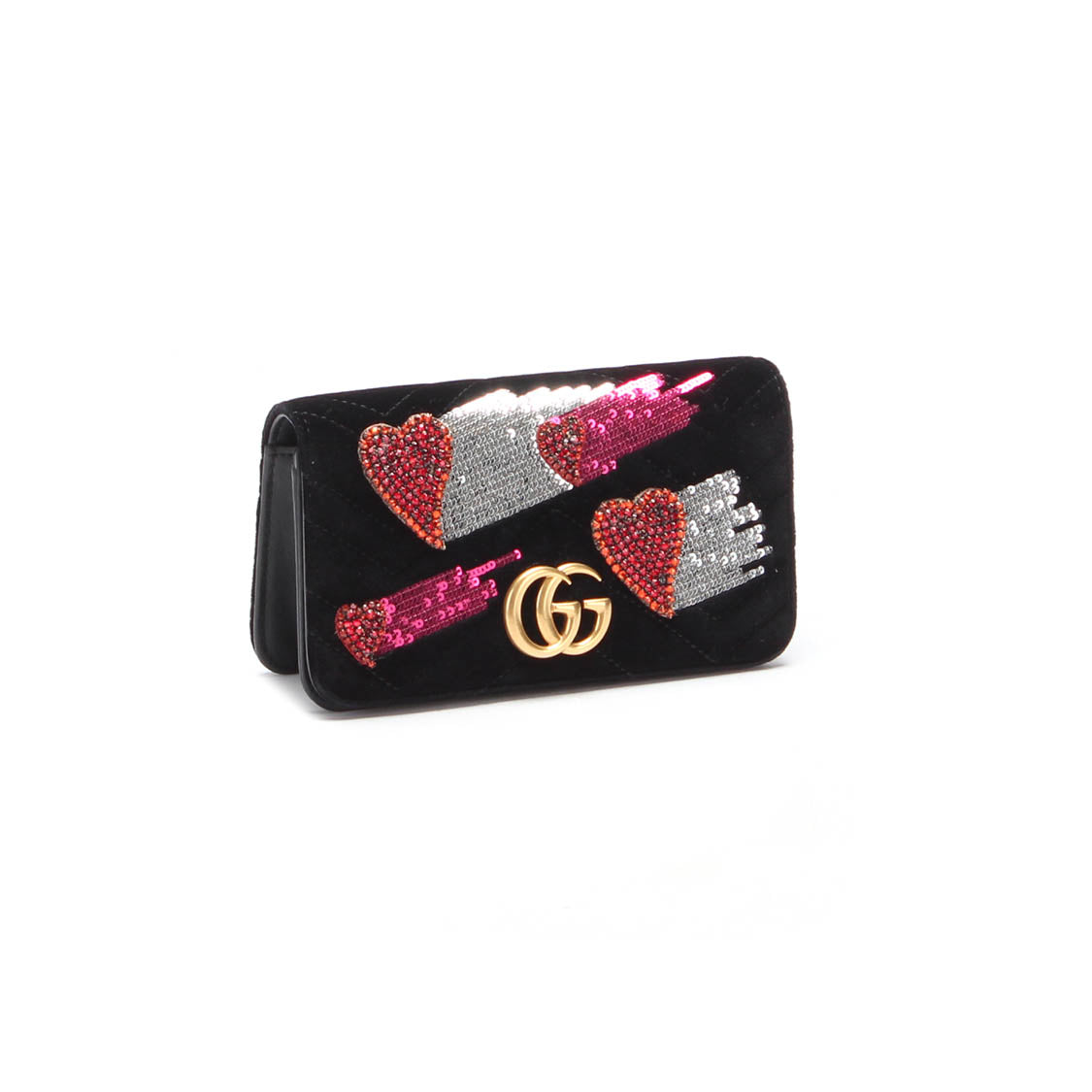 Mini GG Marmont Sequin Heart Velvet Bag 488426