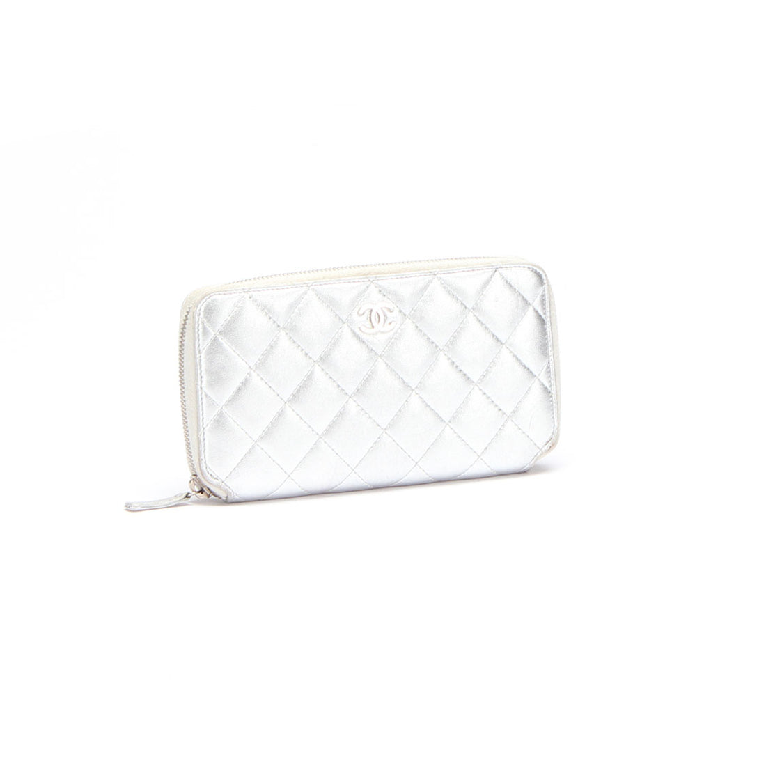 CC Quilted Metallic Zip Around Wallet