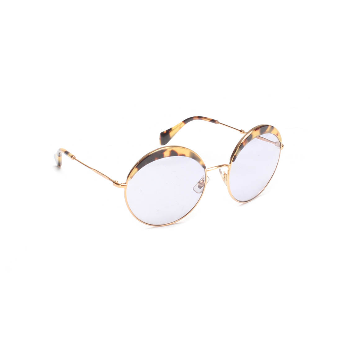 Miu Miu Tortoiseshell Round Sunglasses Metal Sunglasses in Excellent condition