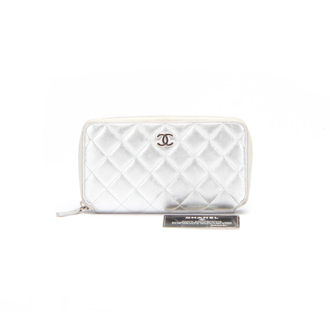 CC Quilted Metallic Zip Around Wallet