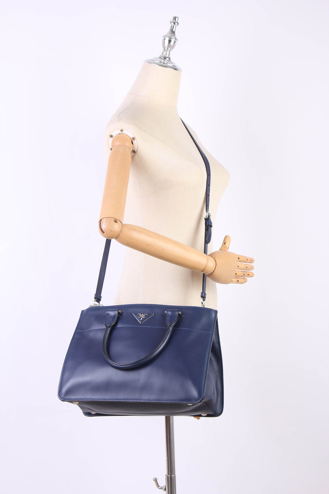 Leather Double Zip Tote Bag