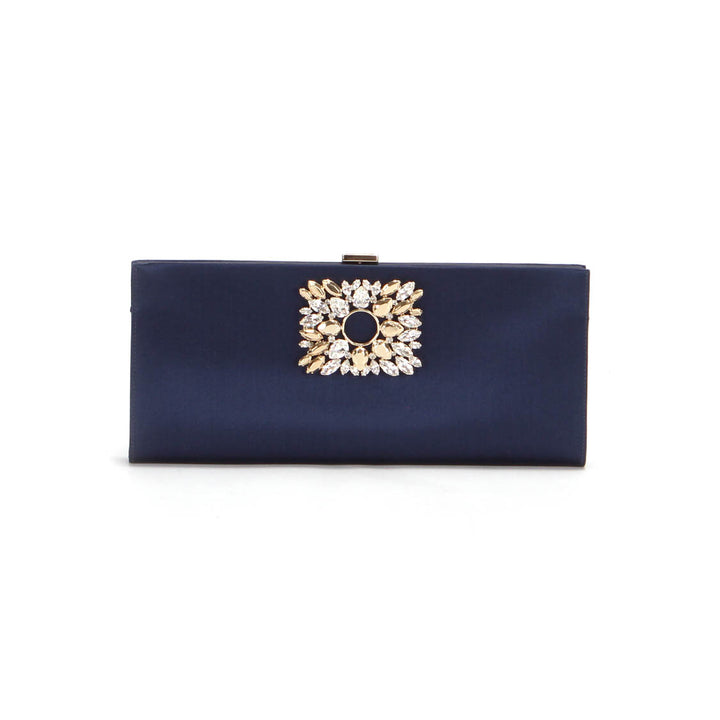 Crystal Embellished Satin Clutch