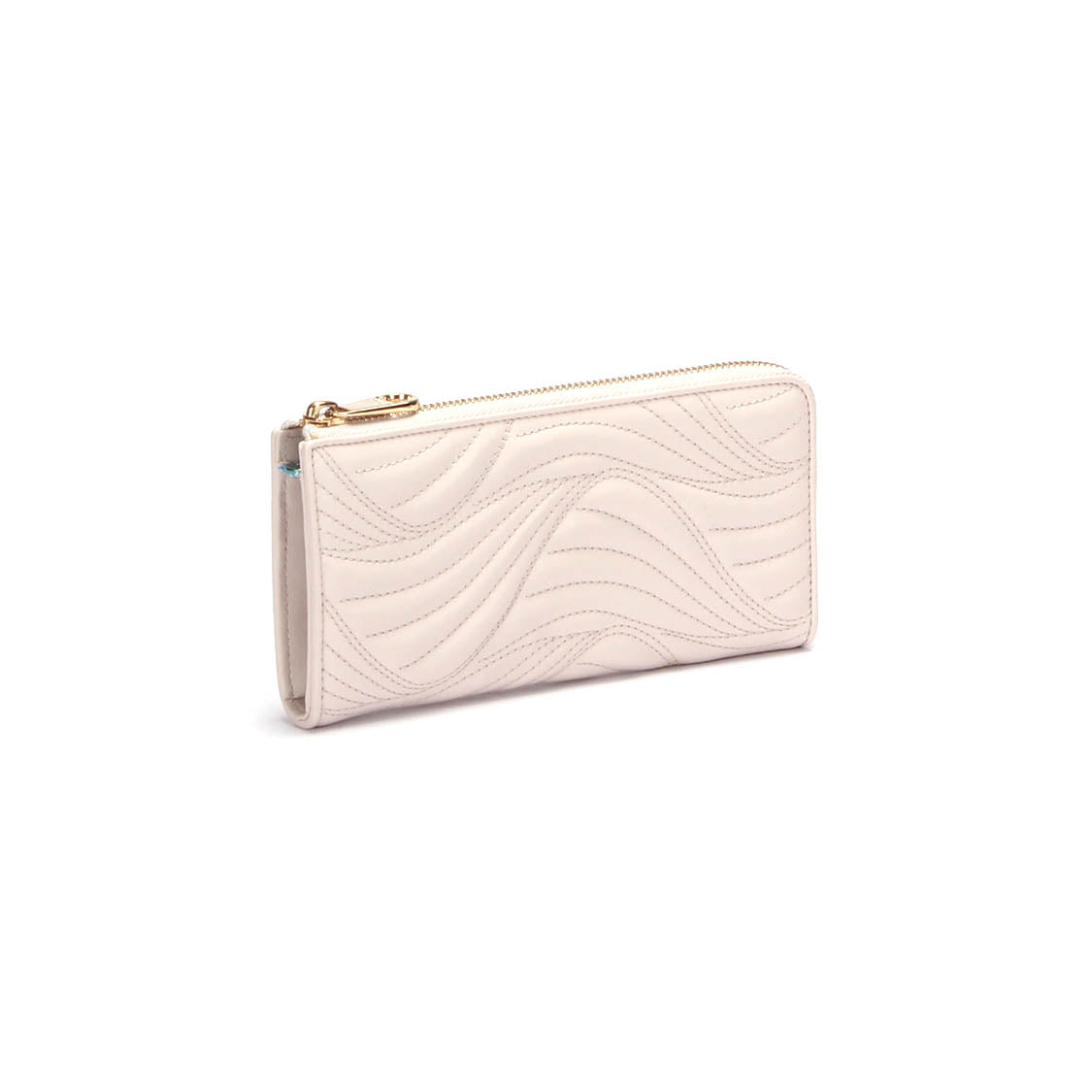 Wave Quilted Leather Long Wallet