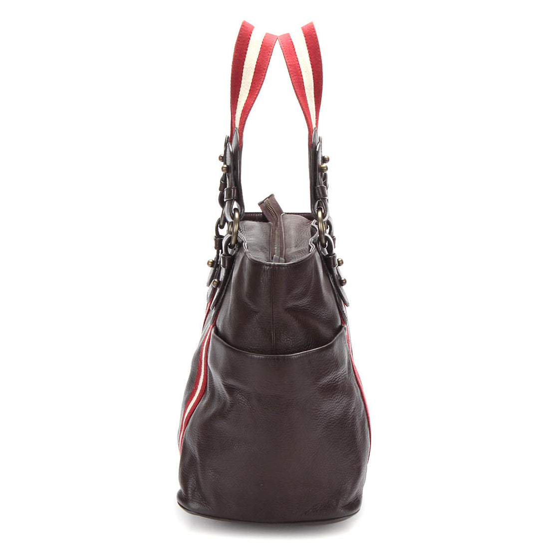 Stripe Detail Leather Handbag