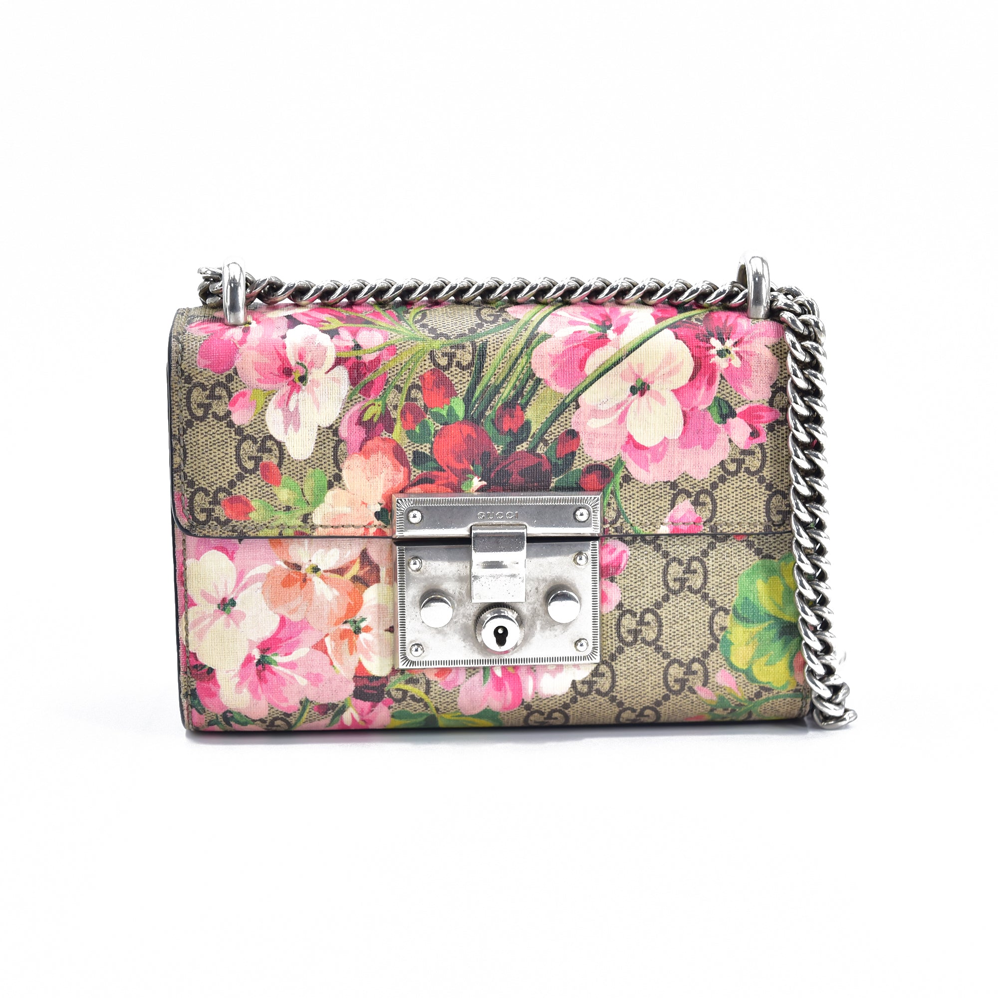 Small GG Supreme Flora Padlock Crossbody Bag 409487