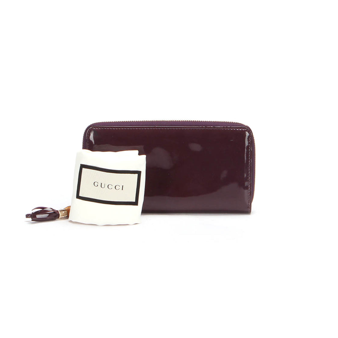 Patent Leather Bamboo Zip Wallet