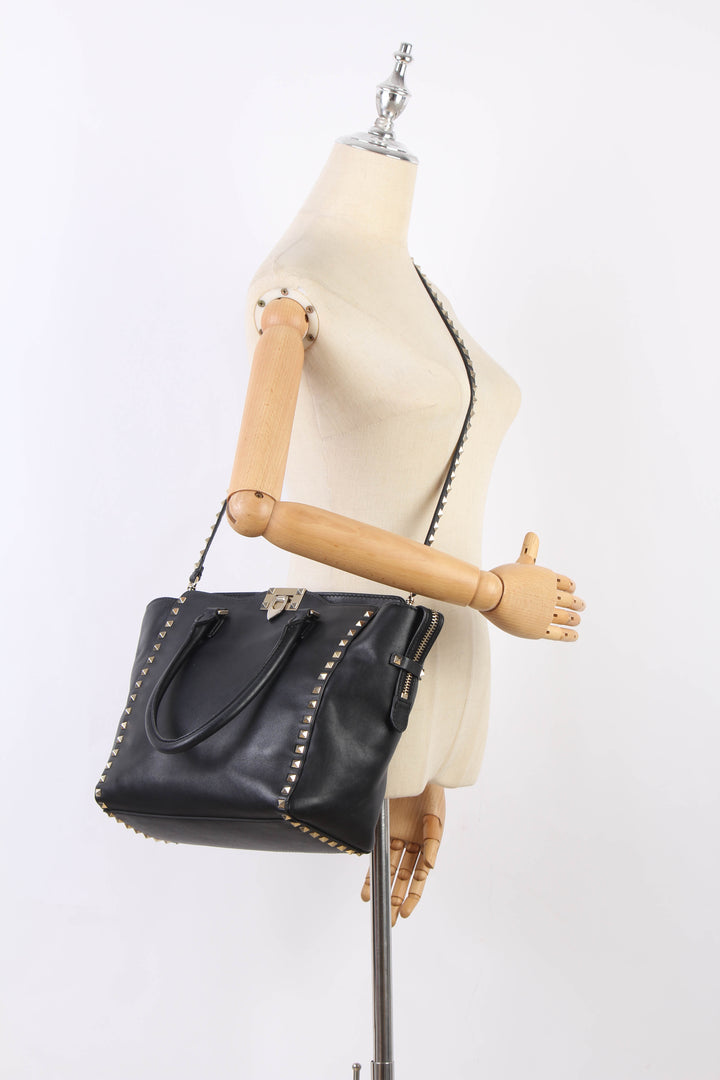 Rockstud Leather Tote Bag